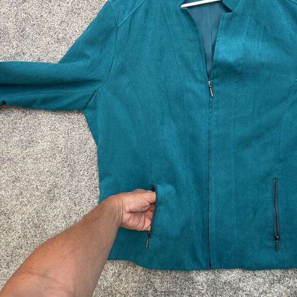 Studio Works Jacket Womens 18 Faux Suede Full Zip Lined Pockets Classic - Picture 6 of 13